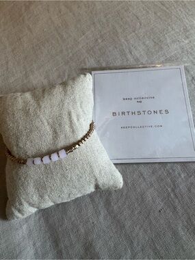 KEEP Collective Gold Beaded Bracelet with Pale Pink Accent